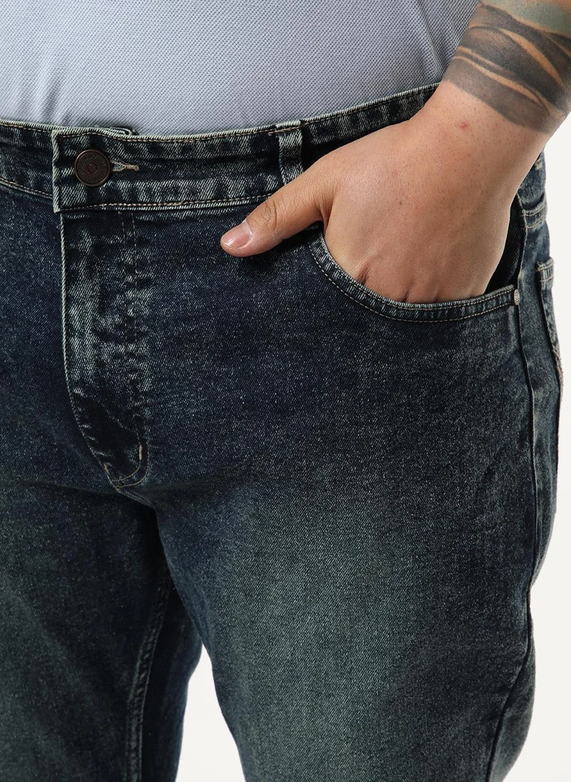 Urbano Fashion  Urbano Plus Men's Dark Blue Bootcut Fit Mid Rise Tinted Heavy Washed Jeans Stretchable for Men | Best Price UAE